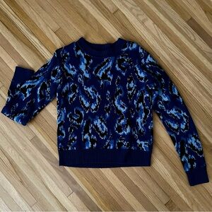 Derek Lam Collective - Navy and Light Blue Anima Print Sweater